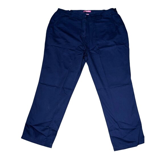 Woman Within NWOT Stretch Cotton Chino Straight Leg Pant Sz 22 Wide Navy Blue Pl - Picture 4 of 11